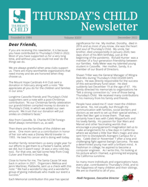 Download Thursday's Child 2022 Newsletter PDF